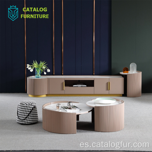 Minimalismo Soporte de TV de lujo y mesa de centro Juegos de muebles de sala de estar de madera